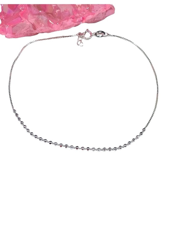 Jewelry - Ankle Bracelet Anklet Solid 925 Sterling Silver Beaded Box Chain
